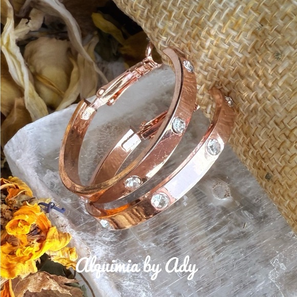 Rose gold hoops statement earrings - Picture 1 of 1